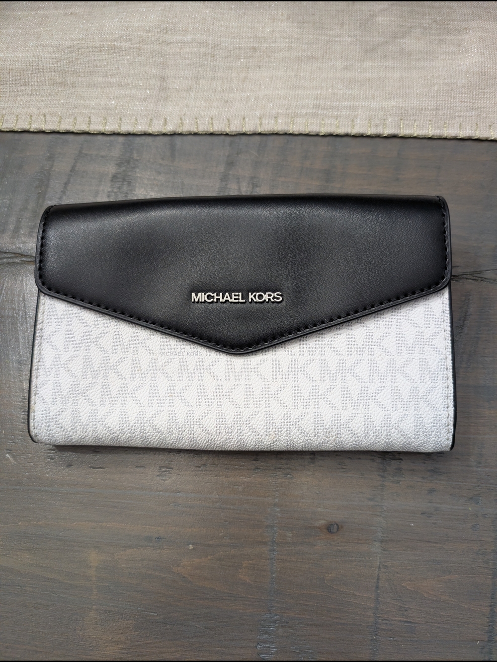 Michael Kors Black and White Signature Envelope Wallet